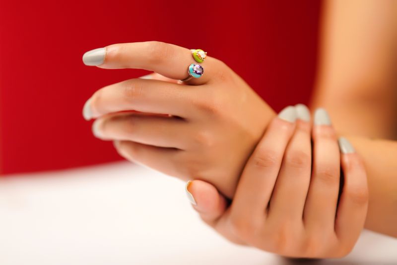 Designer Candy Stone Silver Ring