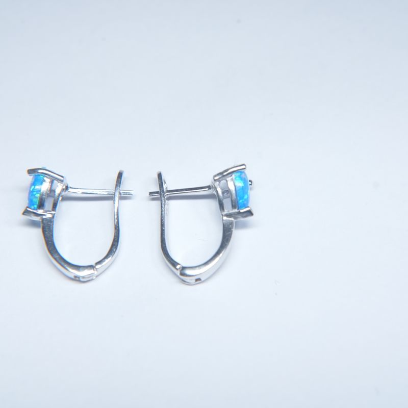 Elegant Blue Gemstone Silver Huggie Earrings