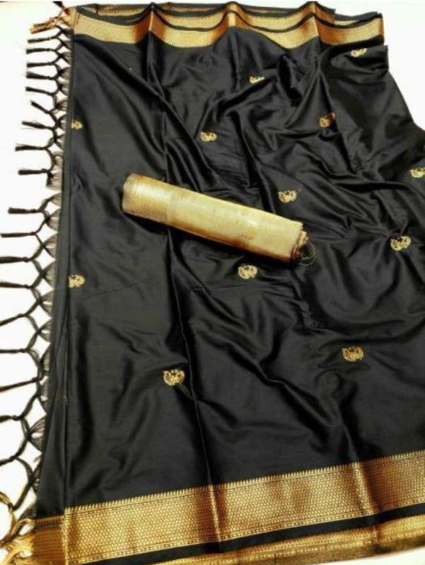 Black & Golden Cotton Silk Saree