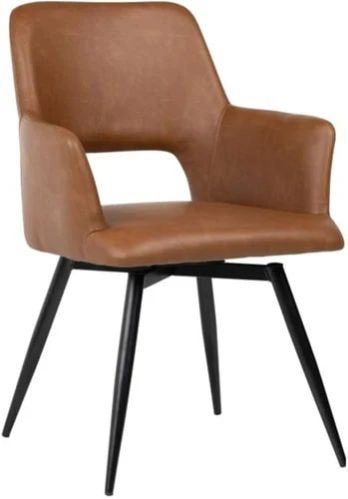 Brown Leatherette Iron Chair