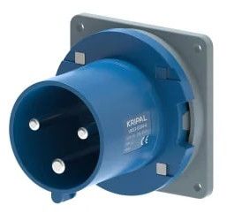 63 AMP 3 Pin Industrial Panel Mounted Plug