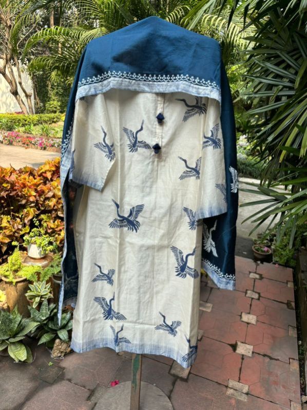 Bird Print Chanderi Silk Salwar Suit