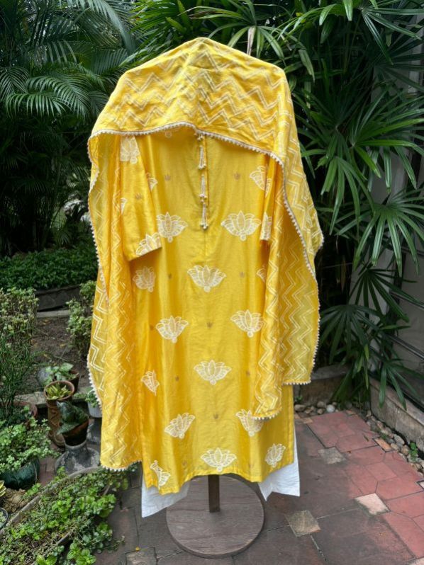 Yellow Embroidered Chanderi Silk Suit