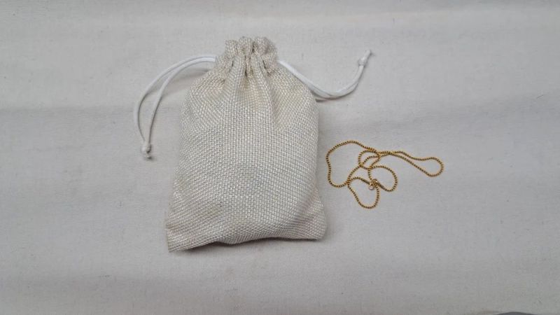 White Jute Drawstring Bag