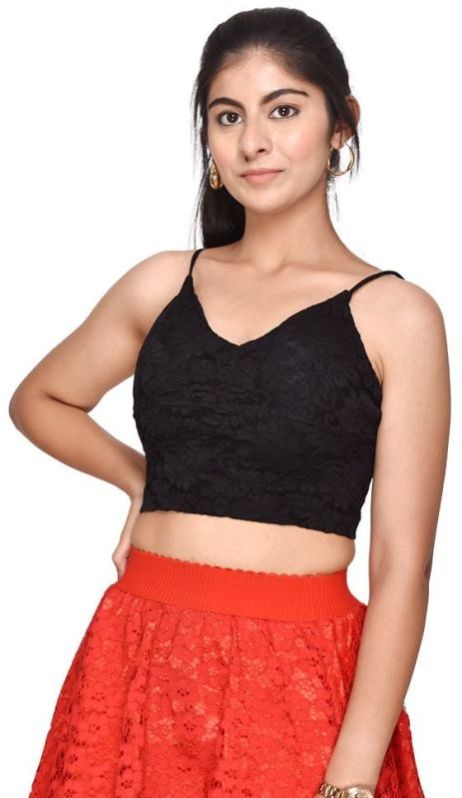 Aesthetically Designed Black Lace Crop Top