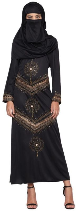 Black Embroidered Abaya For Womens