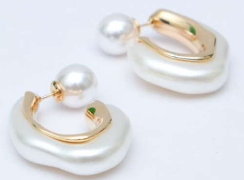 Korean Pearl White Gold Touch Earrings For Woman