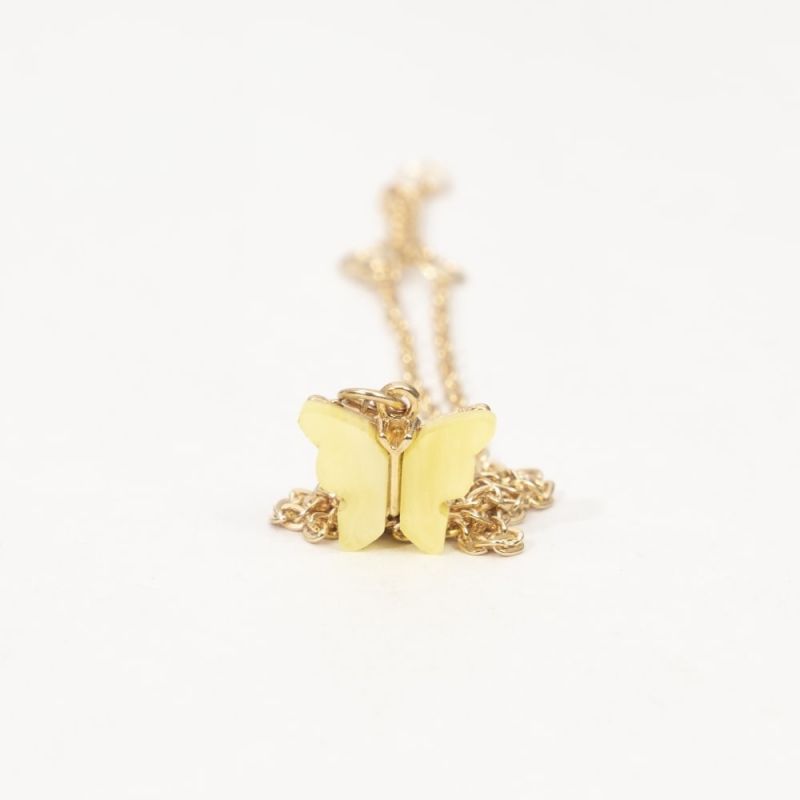 Simple Crystal Yellow Butterfly Necklace For Woman