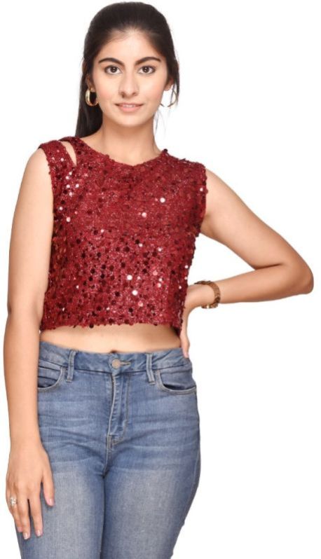 Trending Shinny &AMP;AMP; Sequins Crop Top For Women