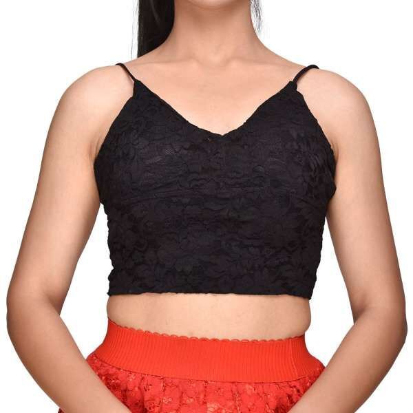 Aesthetically Designed Black Lace Crop Top