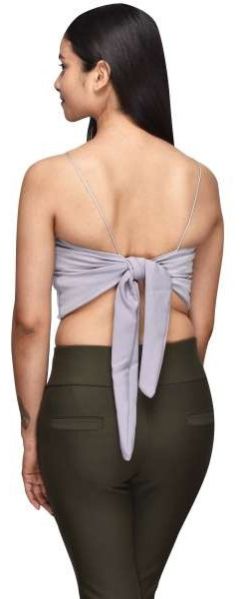 Plain Halter Neck Mauve Top For Women