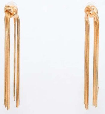 Korean Golden Shine Knotted Hanging Earring For Woman