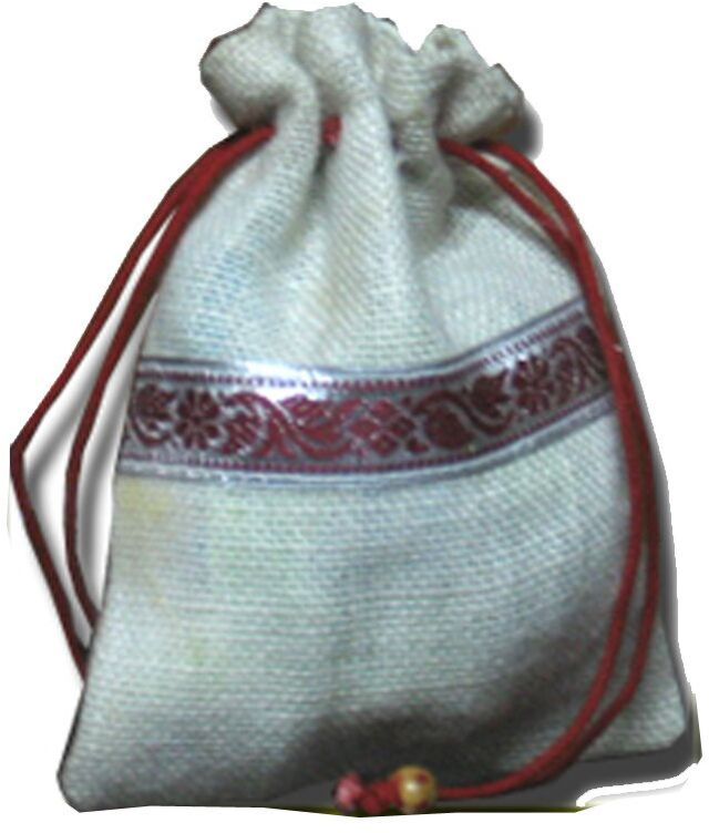 Jute Drawstring Bags With Embroidery Lace 1116