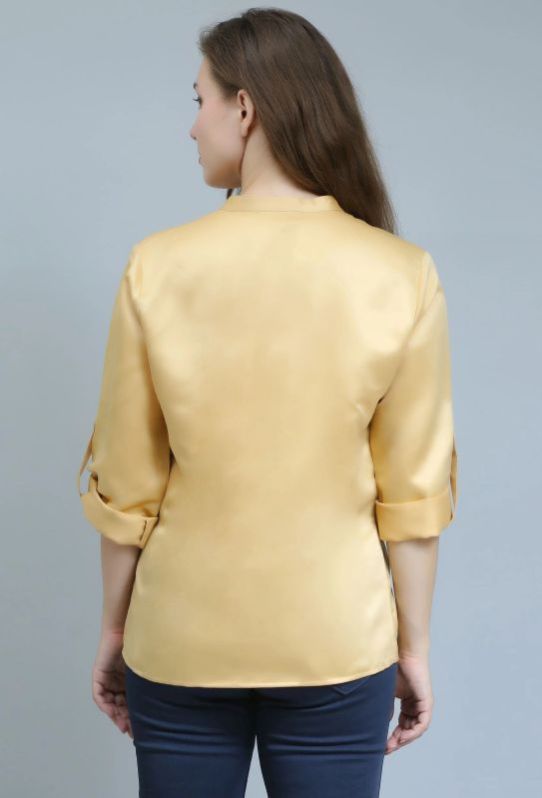 Golden Satin Semi Formal Women Shirt