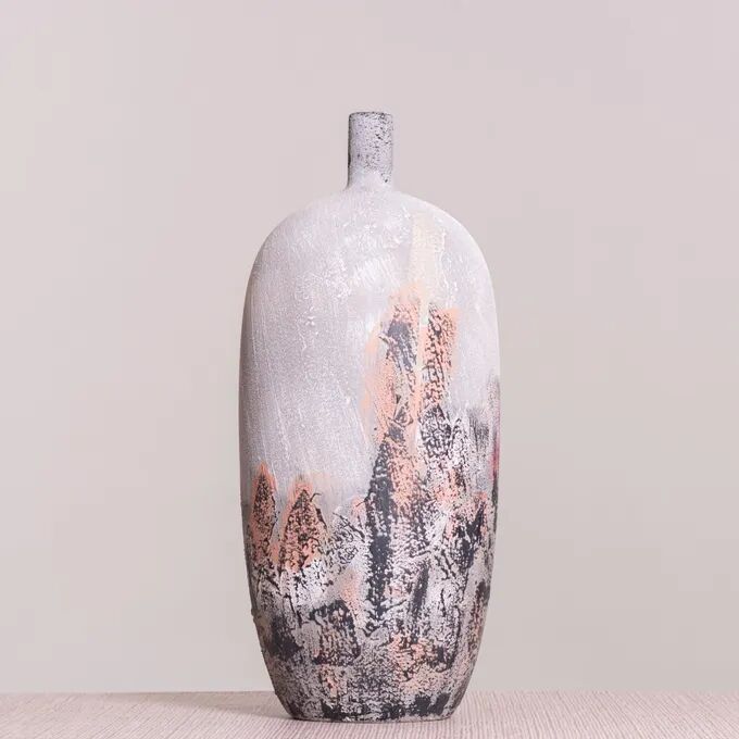 Blush On Textured Ceramic Vases