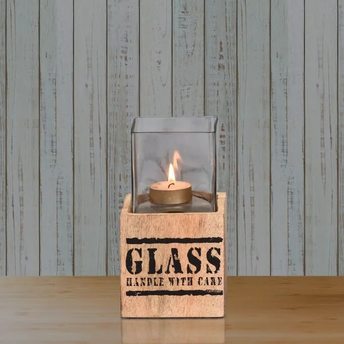 Crate Me Away Wooden Glass Candle Holders