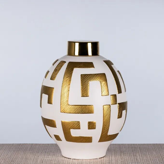 Glazed Glamour (white / Gold) Ceramic Vase