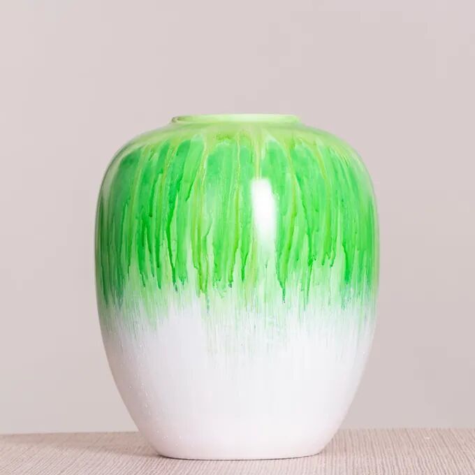 ⁠green Apple Martini (white/ Green) Textured Ceramic Vase