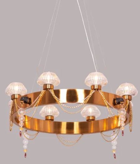 Heart Is Beating (Large, Gold) Clear Glass Chandelier