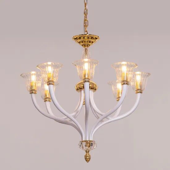 I Shall Return (Gold) Textured Glass Chandelier
