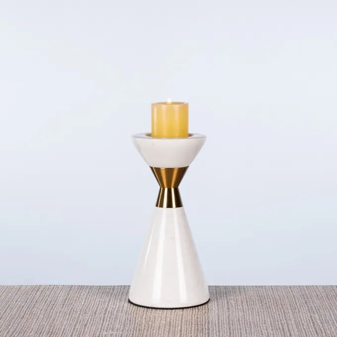 Nailed It (white / Gold) Marble Candle Holders