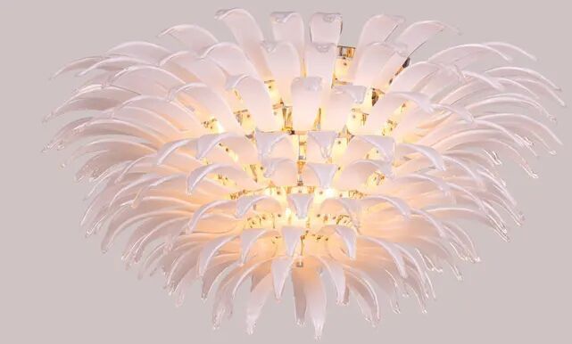 One More Try (Large, Gold, White) Tinted Glass Chandelier