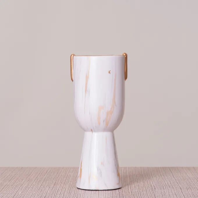 Raise A Toast (large, White/gold) Ceramic Vase
