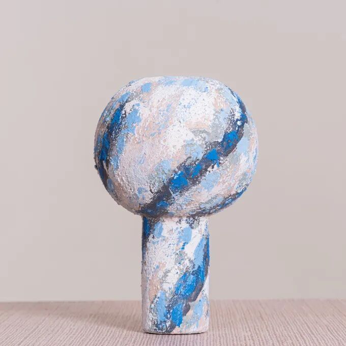 Sunset Skies (white/ Black/ Blue) Textured Ceramic Vase