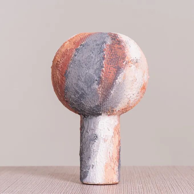 Sunset Skies (white/ Black/ Orange) Textured Ceramic Vase