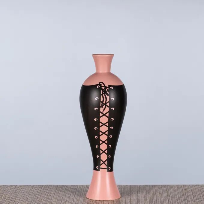 Tie Me In (pink / Black) Ceramic Vase