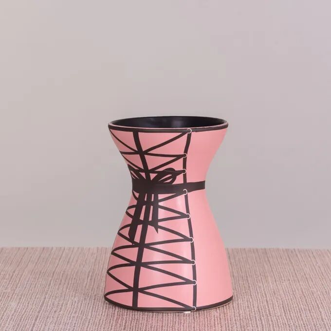 Tie Me Pretty (black/ Pink) Ceramic Vase