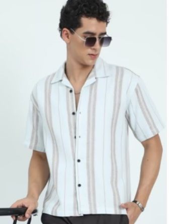 Jacquard Oversized Men Striped Shirts