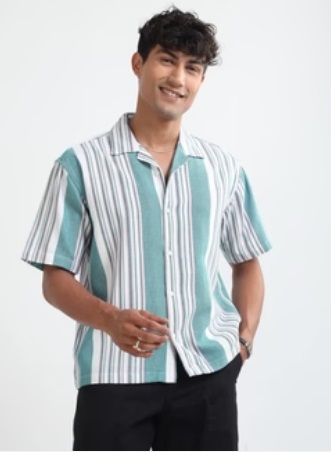 Jacquard Oversized Men Striped Shirts