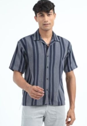 Jacquard Oversized Men Striped Shirts