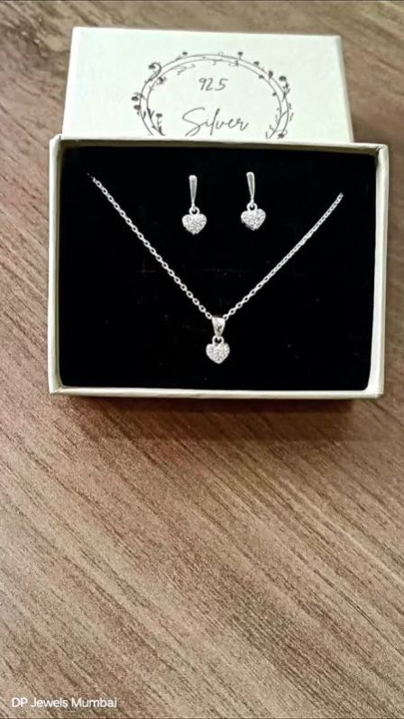 925 Silver Heart Pendant Set