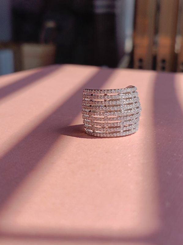 925 Silver Broad Ring In Fine Cz