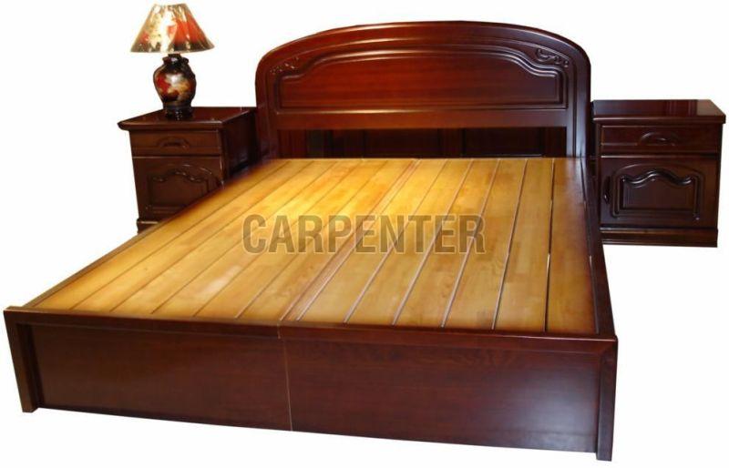 wooden double bed