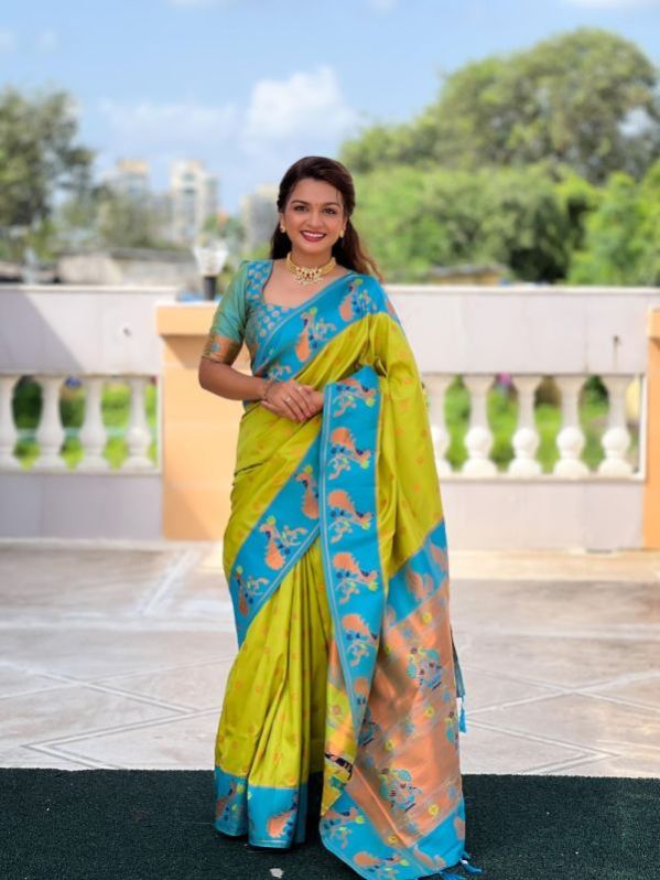 Soft Paithani Silk Saree With Zari Weaving Work