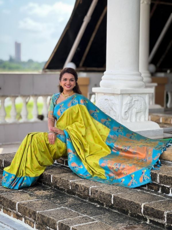 Soft Paithani Silk Saree With Zari Weaving Work