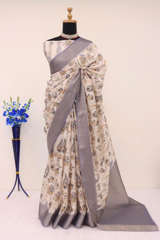 Silk Handloom Palov Border Printed Saree