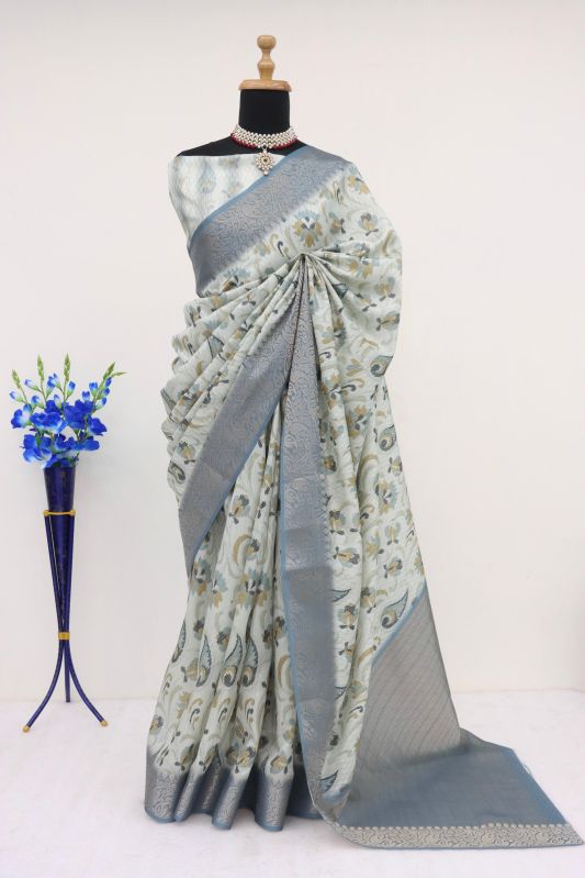 Silk Handloom Palov Border Printed Saree