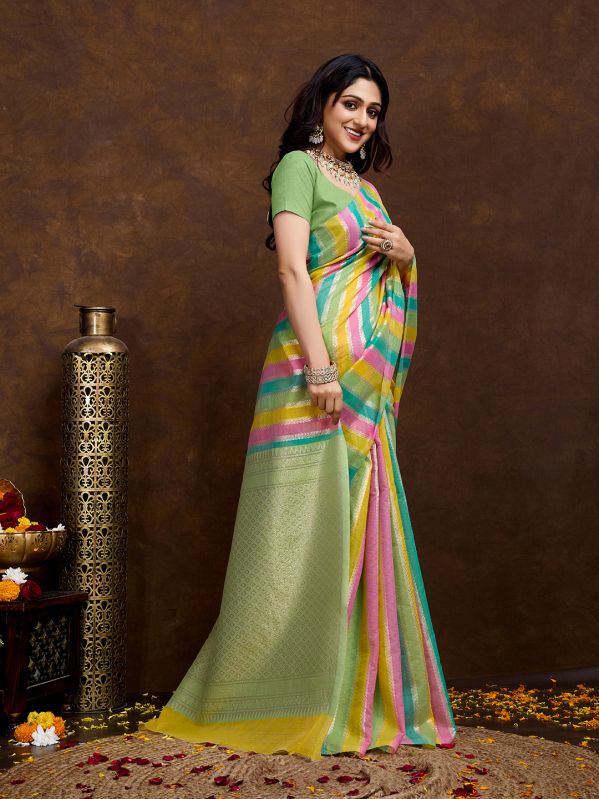 Rajni Pista Cotton Silk Saree