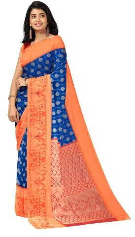 Ksr Handlooms Indigo Blue Muga Gadwal Saree