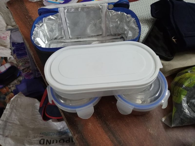 Stainless Steel Lunch Box , 2 Containers and 1 Tray