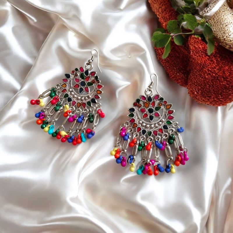 JJO18 Ladies Beautiful Multicolor Oxidized Drop Earrings