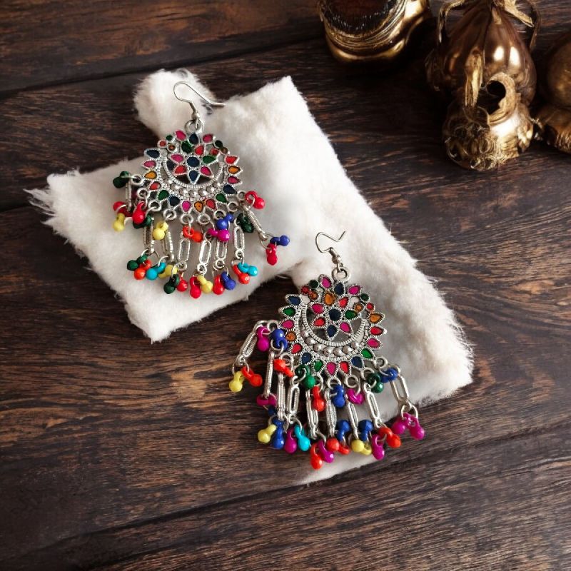 JJO18 Ladies Beautiful Multicolor Oxidized Drop Earrings