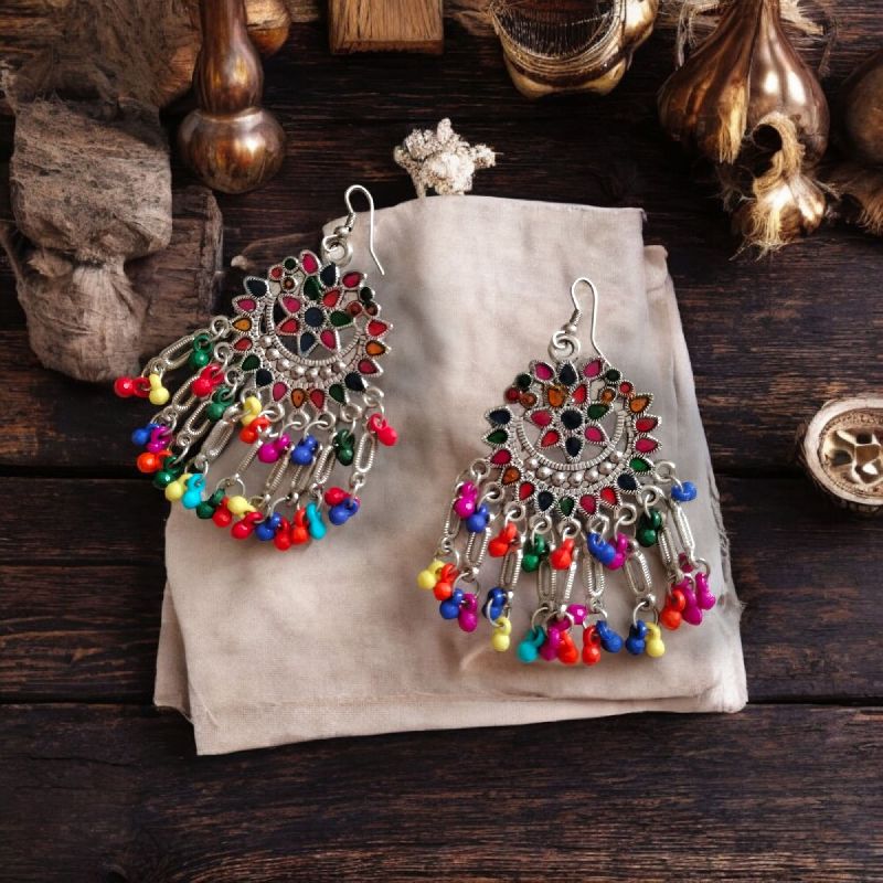 JJO18 Ladies Beautiful Multicolor Oxidized Drop Earrings