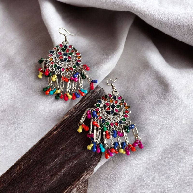 JJO18 Ladies Beautiful Multicolor Oxidized Drop Earrings