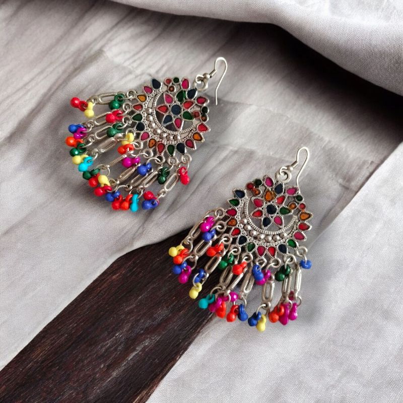 JJO18 Ladies Beautiful Multicolor Oxidized Drop Earrings