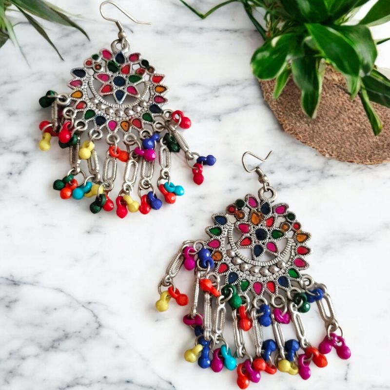 JJO18 Ladies Beautiful Multicolor Oxidized Drop Earrings